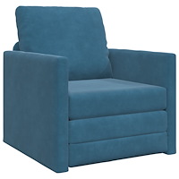vidaXL Golvssoffa Bed 2-i-1 Blå 74x77x81 cm Sammet