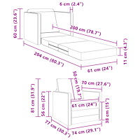 vidaXL Golvsängsoffa 2-i-1 Mörkgrå 74x77x81 cm Tyg