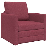 vidaXL Golvssoffa Bädd 2-i-1 Vinröd 74x77x81 cm Tyg