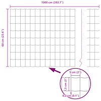 vidaXL Euro Staket Grå 0.6x10 m Stål