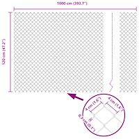 vidaXL Kättingstaket Grå 1.2x10 m Stål