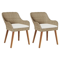 vidaXL Trädgårdsstolar med Kuddar 2 st Beige Poly Rattan