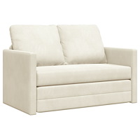 vidaXL Loveseat 2-Sits Kräm Tyg, Trä 2-Sits Platser för många