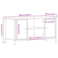 vidaXL TV-bänk svart ek 100x40x50 cm konstruerat trä och stål