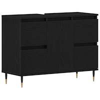 vidaXL Handfatskåp med låda Svart Ek 80 x 33 x 60 cm Konstruerat trä
