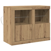 vidaXL Side Cabinets med LED-lampor 2 st Artisan Ek 41x37x67 cm