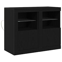 vidaXL Sidoskåp med LED-lampor 2 st Svart Ek 41x37x67 cm