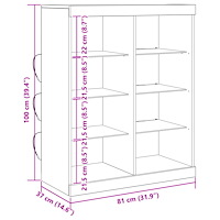 vidaXL Sideboard med LED-belysning i gammalt trä 41x37x100 cm