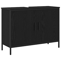 vidaXL Tvättställ för badrum svart ek 80x30x60 cm konstruerat trä