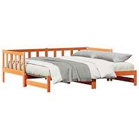 vidaXL Utdragbar dagbädd utan madrass vaxad brun 2x(80x200) cm