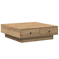 vidaXL Soffbord Artisan ek Fanér, MDF 90 x 90 x 28 cm Förvaring