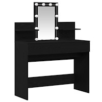 vidaXL Sminkbord med LED-lampor svart ek 100x40x130 cm