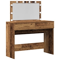 vidaXL Sminkbord med LED Gamla trä 100x40x120 cm
