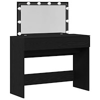 vidaXL Sminkbord med LED Svart Ek 100x40x120 cm