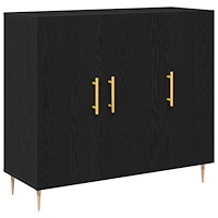 vidaXL Sidobord Svart Ek 90x34x80 cm Ingenjörsträ