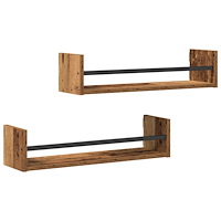vidaXL Vägghyllor 2 st Gamla Trä 60x16x14 cm Ingenjörsträ