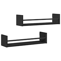 vidaXL Vägghyllor 2 st Svart Ek 60x16x14 cm Ingenjörsträ