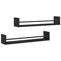 vidaXL Vägghyllor 2 st Svart Ek 80x16x14 cm Konstruerat Trä