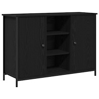 vidaXL Sideboard svart ek 100x35x70 cm konstruerat trä och stål