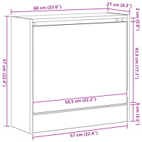 vidaXL Skoskåp Artisan Ek 60x21x57 cm Konstruerat trä