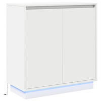 vidaXL LED Sängbord i Vitt - 71x34.5x75 cm, Gjort av Konstruerat Trä