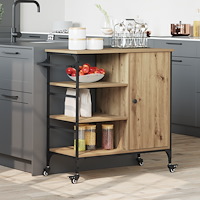 vidaXL Köksvagn Artisan Ek 87,5x38,5x84,5 cm Konstruerat trä