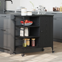 vidaXL Kökstrolley Svart Ek 87.5x38.5x84.5 cm Konstruerat Trä