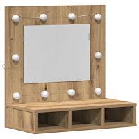 vidaXL Sminkbord med Spegel Artisan Ek MDF, Glas 60 x 31.5 x 62 cm