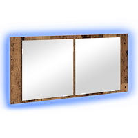 vidaXL LED Spegelskåp Gammalt Trä 100x12x45 cm