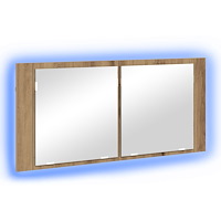 vidaXL LED Spegelskåp Artisan Ek 100x12x45 cm Konstruerat Trä