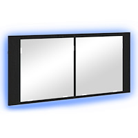 vidaXL LED Spegel Skåp Svart Ek 100x12x45 cm Teknikträmaterial