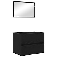 vidaXL Badrumsinredningsset med låda 2 pcs Svart Ek 57 x 37 x 45 cm