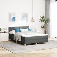 vidaXL Boxresårssäng med Madrass Mörkgrå 140x190 cm Tyg