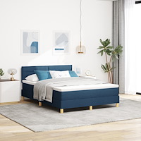 vidaXL Box Spring Säng med Madrass Blå 160x200 cm Tyg