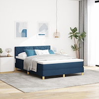 vidaXL Boxfjädersäng med madrass Blå 160x200 cm Tyg