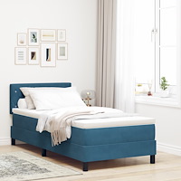 vidaXL Boxspring Säng med Madrass Mörkblå 100x200 cm Sammet
