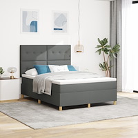 vidaXL boxfjäder säng med madrass mörkgrå 160x200 cm tyg