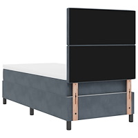 vidaXL Boxfjäder Säng med Madrass Mörkgrå 90x200 cm Sammet
