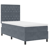 vidaXL Boxfjäder Säng med Madrass Mörkgrå 90x200 cm Sammet