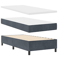 vidaXL Boxfjäder Säng med Madrass Mörkgrå 90x200 cm Sammet