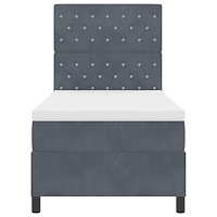 vidaXL Boxfjäder Säng med Madrass Mörkgrå 90x200 cm Sammet