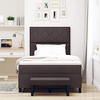 vidaXL Boxspring Säng med Madrass & Bänk Mörk Brun 120x200 cm Tyg