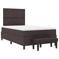 vidaXL Boxspring Säng med Madrass & Bänk Mörk Brun 120x200 cm Tyg