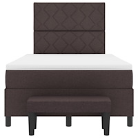 vidaXL Boxspring Säng med Madrass & Bänk Mörk Brun 120x200 cm Tyg