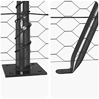 vidaXL Hexagonstaket med 11 Flangade Stolpar 1x25 m Galvaniserat Stål