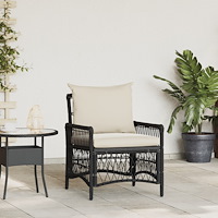 vidaXL Trädgårdstol med Kuddar Svart 60x70x78 cm Poly Rattan
