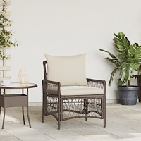 vidaXL Trädgårdsstol med Kuddar Brun 60x70x78 cm Poly Rattan