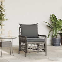 vidaXL Trädgårdsstol med Kuddar Grå Poly Rattan