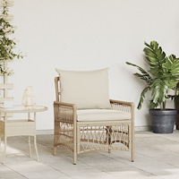 vidaXL Trädgårdsstol med Kuddar Beige 60x70x78 cm Poly Rottning
