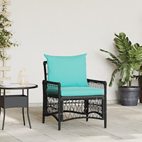 vidaXL Trädgårdsstol med Kuddar Svart 60x70x78 cm Poly Rattan